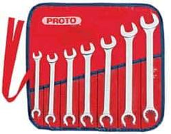 Proto - 7 Piece, 3/8" to 3/4", 12 Point Flare Nut Wrench Set - Inch Measurement Standard, Satin Finish, Comes in Pouch - Exact Tool & Supply