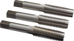 Interstate - 5/8-11 UNC, 4 Flute, Bottoming, Plug & Taper, Bright Finish, High Speed Steel Tap Set - Right Hand Cut, 3-13/16" OAL, 1-13/16" Thread Length - Exact Tool & Supply