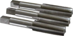 Interstate - 5/8-18 UNF, 4 Flute, Bottoming, Plug & Taper, Bright Finish, High Speed Steel Tap Set - Right Hand Cut, 3-13/16" OAL, 1-13/16" Thread Length - Exact Tool & Supply