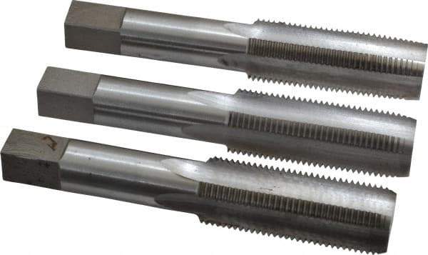 Interstate - 3/4-16 UNF, 4 Flute, Bottoming, Plug & Taper, Bright Finish, High Speed Steel Tap Set - Right Hand Cut, 4-1/4" OAL, 2" Thread Length - Exact Tool & Supply