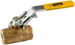 Parker - 1/2" Pipe, Brass Standard Ball Valve - FNPT Ends, Tee Handle, 150 WSP - Exact Tool & Supply