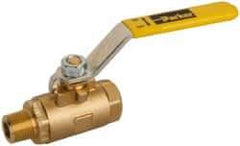 Parker - 3/8" Pipe, Brass Standard Ball Valve - 2 Piece, Inline - One Way Flow, MNPT x FNPT Ends, Lever Handle, 600 WOG, 150 WSP - Exact Tool & Supply