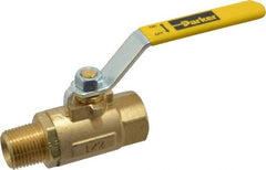 Parker - 1/2" Pipe, Brass Standard Ball Valve - 2 Piece, Inline - One Way Flow, MNPT x FNPT Ends, Lever Handle, 600 WOG, 150 WSP - Exact Tool & Supply