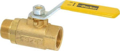 Parker - 3/4" Pipe, Brass Standard Ball Valve - 2 Piece, Inline - One Way Flow, MNPT x FNPT Ends, Lever Handle, 600 WOG, 150 WSP - Exact Tool & Supply