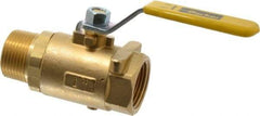 Parker - 1" Pipe, Brass Standard Ball Valve - 2 Piece, Inline - One Way Flow, MNPT x FNPT Ends, Lever Handle, 600 WOG, 150 WSP - Exact Tool & Supply