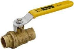Parker - 1" Pipe, Brass Standard Ball Valve - 2 Piece, Inline - One Way Flow, Soldered x Soldered Ends, Lever Handle, 600 WOG, 150 WSP - Exact Tool & Supply