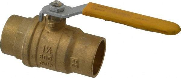 Parker - 1-1/4" Pipe, Brass Standard Ball Valve - 2 Piece, Inline - One Way Flow, Soldered x Soldered Ends, Lever Handle, 600 WOG, 150 WSP - Exact Tool & Supply