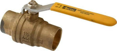 Parker - 1-1/2" Pipe, Brass Standard Ball Valve - 2 Piece, Inline - One Way Flow, Soldered x Soldered Ends, Lever Handle, 600 WOG, 150 WSP - Exact Tool & Supply