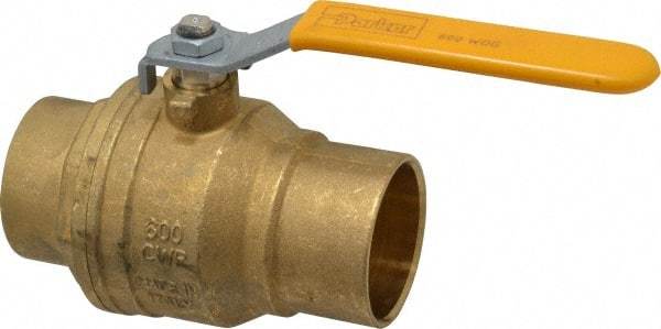 Parker - 2" Pipe, Brass Standard Ball Valve - 2 Piece, Inline - One Way Flow, Soldered x Soldered Ends, Lever Handle, 600 WOG, 150 WSP - Exact Tool & Supply