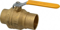 Parker - 2" Pipe, Brass Standard Ball Valve - 2 Piece, Inline - One Way Flow, Soldered x Soldered Ends, Lever Handle, 600 WOG, 150 WSP - Exact Tool & Supply
