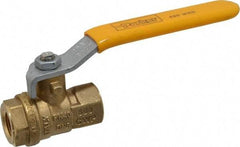 Parker - 1/4" Pipe, Brass Standard Ball Valve - 2 Piece, Inline - One Way Flow, FNPT x FNPT Ends, Lever Handle, 600 WOG, 150 WSP - Exact Tool & Supply