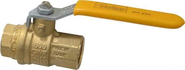 Parker - 1/2" Pipe, Brass Standard Ball Valve - 2 Piece, Inline - One Way Flow, FNPT x FNPT Ends, Lever Handle, 600 WOG, 150 WSP - Exact Tool & Supply