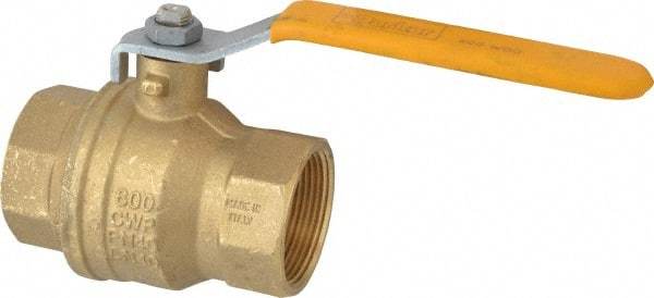 Parker - 1-1/2" Pipe, Brass Standard Ball Valve - 2 Piece, Inline - One Way Flow, FNPT x FNPT Ends, Lever Handle, 600 WOG, 150 WSP - Exact Tool & Supply