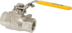 Parker - 3/4" Pipe, Full Port, Stainless Steel Standard Ball Valve - 2 Piece, Inline - One Way Flow, FNPT x FNPT Ends, Padlock Handle, 2,000 WOG, 150 WSP - Exact Tool & Supply