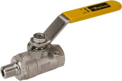 Parker - 1/4" Pipe, Full Port, Stainless Steel Standard Ball Valve - 2 Piece, Inline - One Way Flow, MNPT x FNPT Ends, Lever Handle, 2,000 WOG, 150 WSP - Exact Tool & Supply
