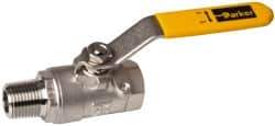 Parker - 1/2" Pipe, Full Port, Stainless Steel Standard Ball Valve - 2 Piece, Inline - One Way Flow, MNPT x FNPT Ends, Lever Handle, 2,000 WOG, 150 WSP - Exact Tool & Supply
