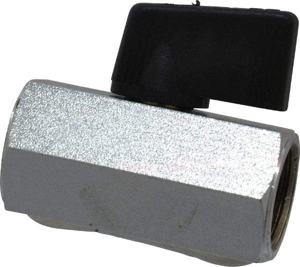 Midwest Control - 3/8" Pipe, Brass Miniature Ball Valve - Inline - One Way Flow, FNPT x FNPT Ends, Wedge Handle, 450 WOG - Exact Tool & Supply