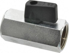 Midwest Control - 1/2" Pipe, Brass Miniature Ball Valve - Inline - One Way Flow, FNPT x FNPT Ends, Wedge Handle, 450 WOG - Exact Tool & Supply