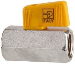 Parker - 3/8 x 1/4" Pipe, Brass Miniature Ball Valve - Inline - One Way Flow, FNPT x FNPT Ends, Wedge Handle, 450 WOG - Exact Tool & Supply