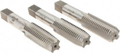 Interstate - 7/8-9 UNC, 4 Flute, Bottoming, Plug & Taper, Bright Finish, High Speed Steel Tap Set - Right Hand Cut, 4-11/16" OAL, 2-7/32" Thread Length - Exact Tool & Supply