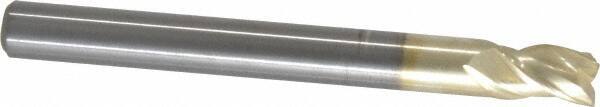 Accupro - 1/4", 3/8" LOC, 1/4" Shank Diam, 2-1/2" OAL, 3 Flute, Solid Carbide Square End Mill - Single End, ZrN Finish, Spiral Flute, Variable° Helix, Centercutting, Right Hand Cut, Right Hand Flute - Exact Tool & Supply