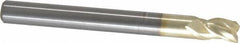 Accupro - 1/4", 3/8" LOC, 1/4" Shank Diam, 2-1/2" OAL, 3 Flute, Solid Carbide Square End Mill - Single End, ZrN Finish, Spiral Flute, Variable° Helix, Centercutting, Right Hand Cut, Right Hand Flute - Exact Tool & Supply