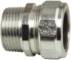 Cooper Crouse-Hinds - 0.85 to 0.95" Cable Capacity, Liquidtight, Straight Strain Relief Cord Grip - 1 NPT Thread, 1-7/8" Long, Steel - Exact Tool & Supply