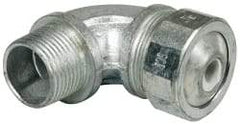 Cooper Crouse-Hinds - 1/4 to 0.35" Cable Capacity, Liquidtight, Elbow Strain Relief Cord Grip - 3/4 NPT Thread, 2-5/16" Long, Malleable Iron - Exact Tool & Supply