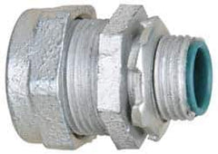 Cooper Crouse-Hinds - 1/2" Trade, Malleable Iron Compression Straight Rigid/Intermediate (IMC) Conduit Connector - Insulated - Exact Tool & Supply