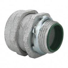 Cooper Crouse-Hinds - 1" Trade, Malleable Iron Compression Straight Rigid/Intermediate (IMC) Conduit Connector - Insulated - Exact Tool & Supply