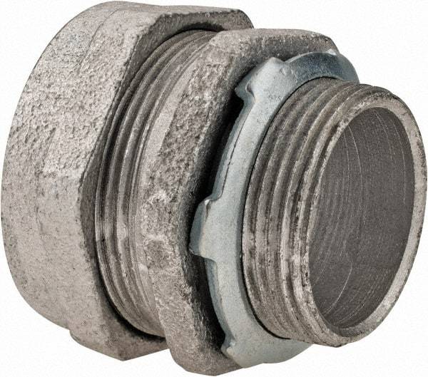 Cooper Crouse-Hinds - 1-1/4" Trade, Malleable Iron Compression Straight Rigid/Intermediate (IMC) Conduit Connector - Noninsulated - Exact Tool & Supply