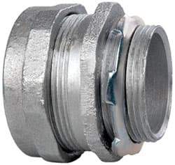 Cooper Crouse-Hinds - 1-1/2" Trade, Malleable Iron Compression Straight Rigid/Intermediate (IMC) Conduit Connector - Noninsulated - Exact Tool & Supply