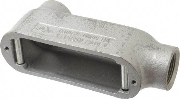 Cooper Crouse-Hinds - Form 5, LB Body, 1-1/4" Trade, Rigid Malleable Iron Conduit Body - Oval, 8.12" OAL, 32 cc Capacity, Gray - Exact Tool & Supply
