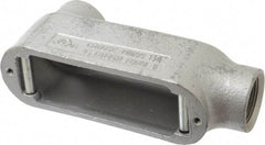 Cooper Crouse-Hinds - Form 5, LB Body, 1-1/4" Trade, Rigid Malleable Iron Conduit Body - Oval, 8.12" OAL, 32 cc Capacity, Gray - Exact Tool & Supply