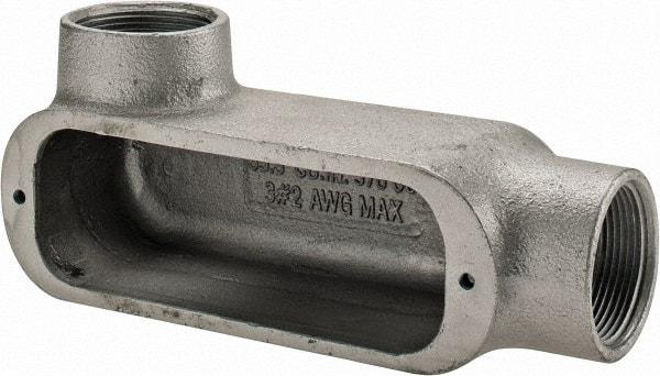 Cooper Crouse-Hinds - Form 5, LL Body, 1-1/2" Trade, Rigid Malleable Iron Conduit Body - Oval, 8.12" OAL, 33 cc Capacity, Gray - Exact Tool & Supply