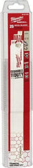 Milwaukee Tool - 12" Long x 1" Thick, Steel Reciprocating Saw Blade - Straight Profile, 18 TPI, Toothed Edge - Exact Tool & Supply