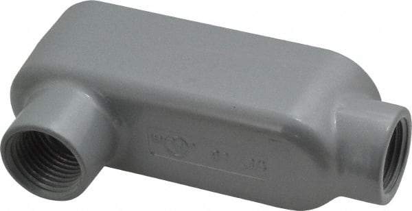 Cooper Crouse-Hinds - Form 5, LB Body, 1/2" Trade, IMC, Rigid Aluminum Conduit Body - Oval/Rectangle, 4.24" OAL, 4.35 cc Capacity, Silver - Exact Tool & Supply