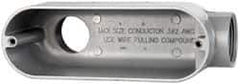 Cooper Crouse-Hinds - Form 5, LB Body, 1-1/4" Trade, IMC, Rigid Aluminum Conduit Body - Oval/Rectangle, 7.79" OAL, 32.3 cc Capacity, Silver - Exact Tool & Supply
