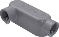 Cooper Crouse-Hinds - Form 5, LL Body, 1/2" Trade, EMT, IMC, Rigid Aluminum Conduit Body - Rectangle, 4.4" OAL, 4.35 cc Capacity, Gray - Exact Tool & Supply