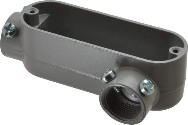 Cooper Crouse-Hinds - Form 5, LL Body, 3/4" Trade, EMT, IMC, Rigid Aluminum Conduit Body - Rectangle, 5.07" OAL, 7.3 cc Capacity, Gray - Exact Tool & Supply