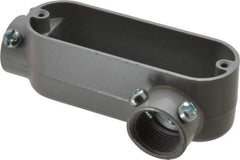 Cooper Crouse-Hinds - Form 5, LL Body, 3/4" Trade, EMT, IMC, Rigid Aluminum Conduit Body - Rectangle, 5.07" OAL, 7.3 cc Capacity, Gray - Exact Tool & Supply