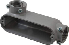 Cooper Crouse-Hinds - Form 5, LL Body, 1" Trade, EMT, IMC, Rigid Aluminum Conduit Body - Rectangle, 15.35" OAL, 12.2 cc Capacity, Gray - Exact Tool & Supply