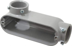 Cooper Crouse-Hinds - Form 5, LL Body, 1-1/2" Trade, EMT, IMC, Rigid Aluminum Conduit Body - Rectangle, 7.87" OAL, 35.8 cc Capacity, Gray - Exact Tool & Supply