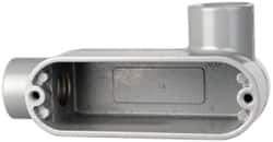 Cooper Crouse-Hinds - Form 5, LR Body, 1/2" Trade, IMC, Rigid Aluminum Conduit Body - Oval/Rectangle, 4.4" OAL, 4.35 cc Capacity, Silver - Exact Tool & Supply