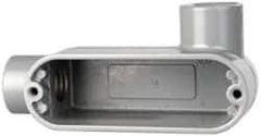 Cooper Crouse-Hinds - Form 5, LR Body, 1/2" Trade, IMC, Rigid Aluminum Conduit Body - Oval/Rectangle, 4.4" OAL, 4.35 cc Capacity, Silver - Exact Tool & Supply