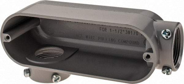 Cooper Crouse-Hinds - Form 5, LR Body, 1-1/4" Trade, EMT, IMC, Rigid Aluminum Conduit Body - Rectangle, 7.87" OAL, 35.8 cc Capacity, Gray - Exact Tool & Supply