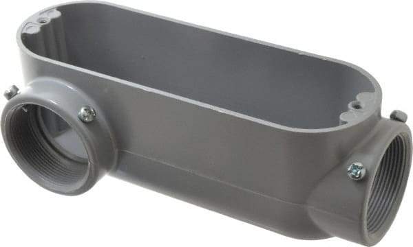 Cooper Crouse-Hinds - Form 5, LR Body, 2" Trade, EMT, IMC, Rigid Aluminum Conduit Body - Rectangle, 9.88" OAL, 69.7 cc Capacity, Gray - Exact Tool & Supply