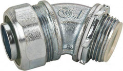 Cooper Crouse-Hinds - 1" Trade, Malleable Iron Threaded Angled Liquidtight Conduit Connector - Insulated - Exact Tool & Supply