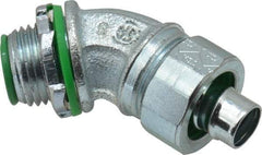 Cooper Crouse-Hinds - 3/8" Trade, Malleable Iron Threaded Angled Liquidtight Conduit Connector - Insulated - Exact Tool & Supply