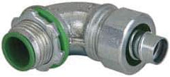 Cooper Crouse-Hinds - 3/8" Trade, Malleable Iron Threaded Angled Liquidtight Conduit Connector - Insulated - Exact Tool & Supply